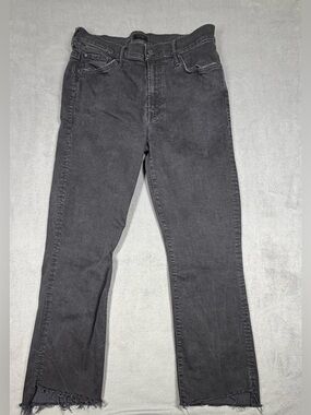 MOTHER The Insider Crop Step Fray Jeans Black